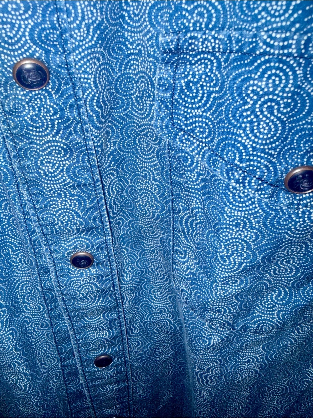 Vintage Earl Jean Blue Textured Jacquard Western Shirt Men's Size Large